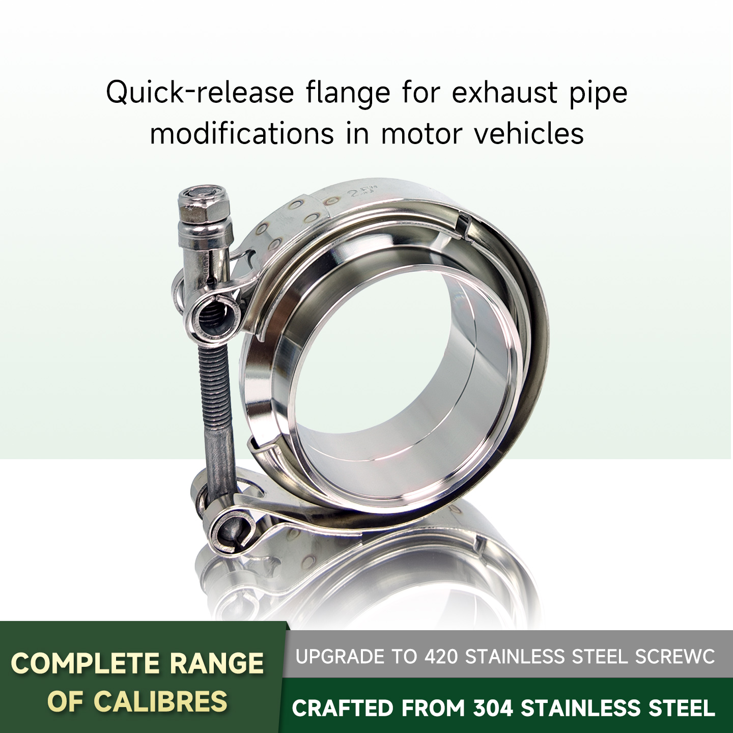 Exhaust V Band Clamp Flange Kit Stainless - Zestaw zacisków V-Band ze stali nierdzewnej