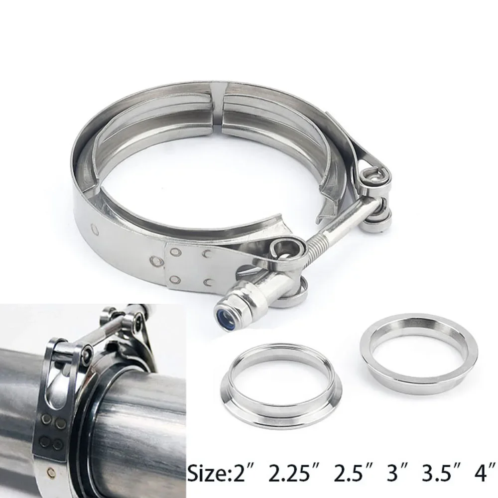 Exhaust V Band Clamp Flange Kit Stainless - Zestaw obejm V-band ze stali nierdzewnej,