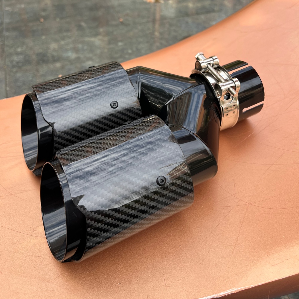 Exhaust Tips Dual Outlet Carbon Fiber 63Mm - Dwukomorowe końcówki wydechowe z włókna węglowego,