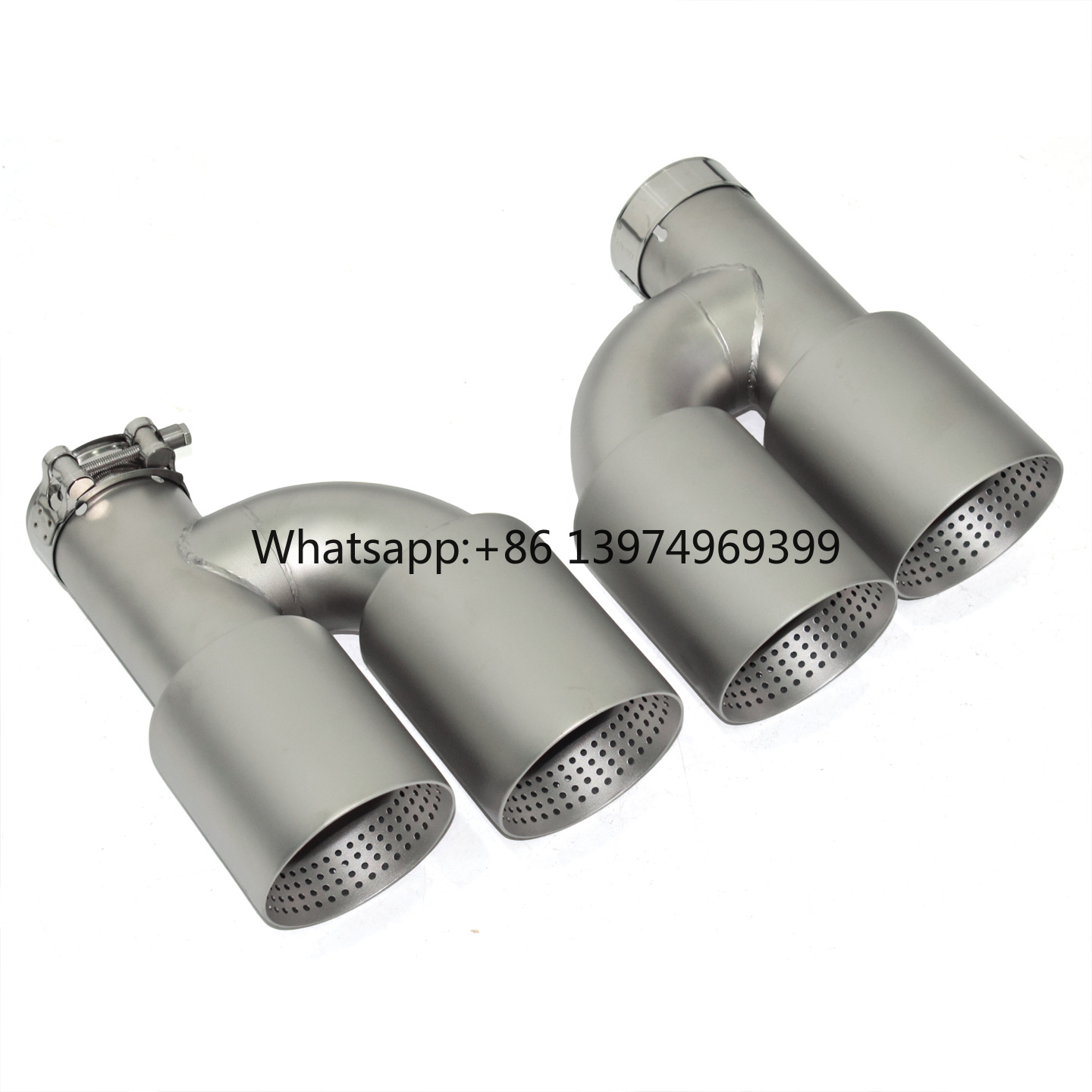 Exhaust Muffler Stainless Steel Universal - Uniwersalne matowe srebrne końcówki wydechu ze