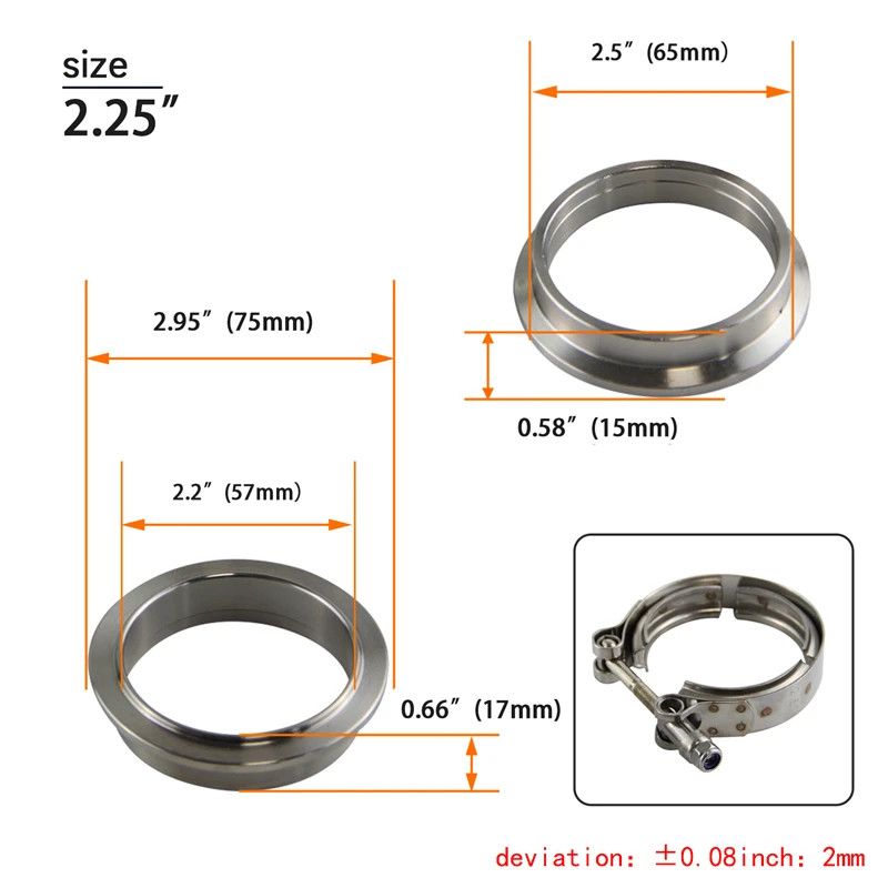 Zestaw rury spustowej turbo 57 – Exhaust V Band Clamp Flange Kit Stainless recenzja i cena