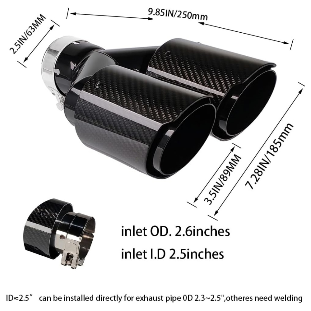 Końcówka wydechu z włókna węgl – Exhaust Tips Dual Outlet Carbon Fiber 63Mm recenzja i cena
