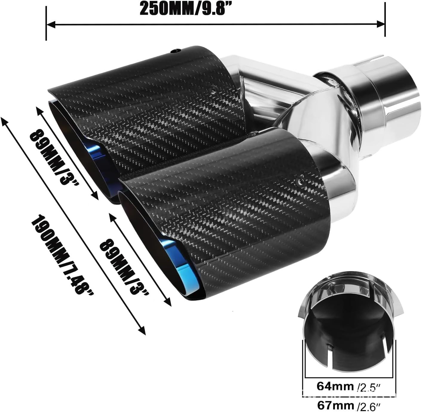 Samochodowy układ wydechowy ty – Exhaust Tips Dual Outlet Carbon Fiber 63Mm recenzja i cena